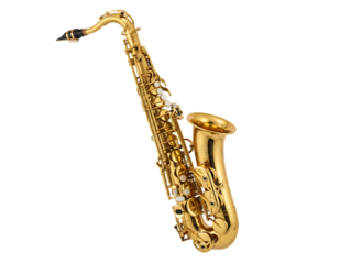 Golden Saxophone Isolated on Black Background Jazz Music Instrument
