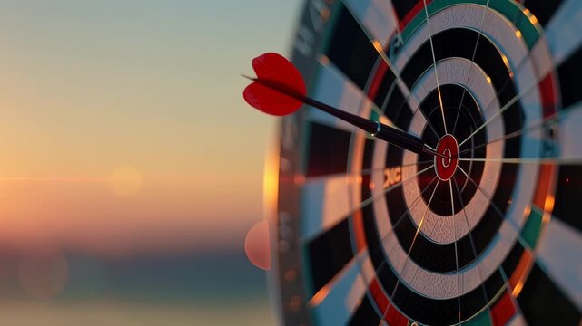 夕暮れ時のダーツとブルズアイ