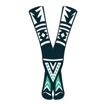 Tribal Patterned Letter Y Vector Illustration
