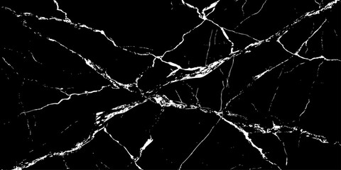 Abstract black marble texture with sharp white lightning-like veins crossing diagonally on a deep dark surface. High-contrast natural stone pattern ideal for luxury backgrounds, wallpaper, branding.