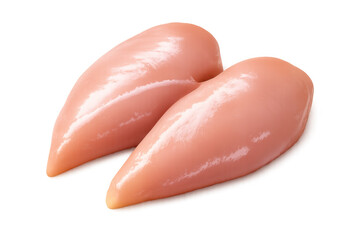Raw chicken breasts, boneless and skinless, showing fresh poultry meat for healthy food preparation, isolated on a transparent background