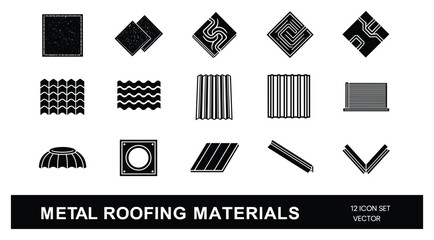 Metal roofing materials icon set vector, architectural structure element. Great for construction project. ©  MVectors