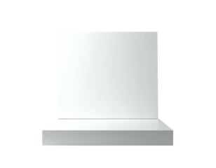 Clean, minimalist white display podium against a dark background