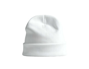 Fototapeta premium Clean white knit beanie with folded brim