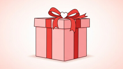 Obraz premium A pink gift box with a red ribbon and a heart on top, symbolizing love and celebration on special occasions like valentine's day or birthdays, wrapped in elegant paper