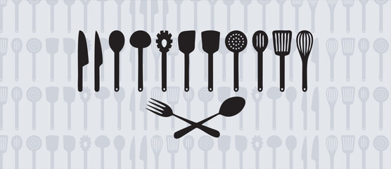 Kitchen chef restaurant logo design, Barbecue vintage logo concept. grill tool with fire flame stamp template. Vector illustration, set of cooking logo template