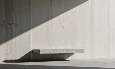 Cantilevered Concrete Bench - A minimalist bench made of a single slab of concrete, seeming to magically emerge from
