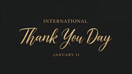 International Thank You Day January 11 &ndash; Elegant Gold Typography on Black Background. 