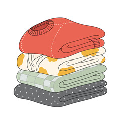 A stack of folded colorful clothes on top of each other neatly