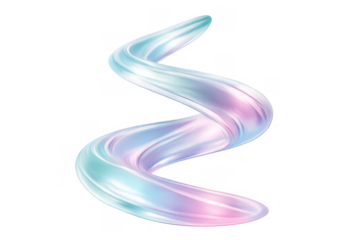 Iridescent holographic fluid spiral twisting abstract wave generating dynamic energy and future technology on transparent background