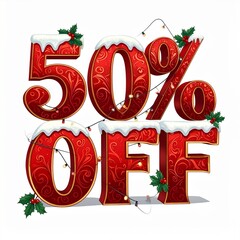 christmas sale sign 3d discount coupon text 