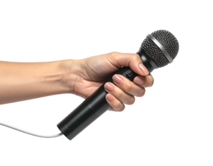 Hand grips microphone