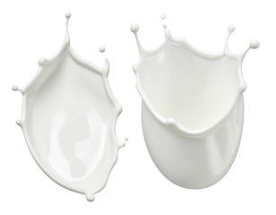 Splashes of liquid white fluid with dynamic forms