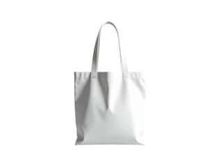 A plain white canvas tote bag with fabric handles
