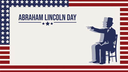 Abraham Lincoln Silhouette Vector with American Flag Background for Presidents Day and US National Holiday