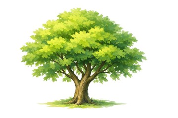 Fototapeta premium Lush Green Tree Illustration with Natural Canopy on White Background