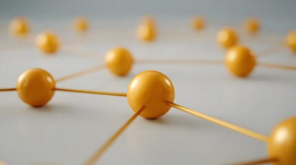 Abstract network of interconnected orange spheres representing data flow and technological connectivity