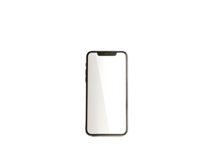 Sleek modern smartphone with notch, gold edge, blank screen