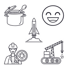 6 Clean Abstract Icons for Professional Cooking and Kitchens