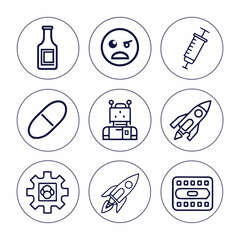 Set of 6 Abstract Kitchen Service Icons in Minimal Style