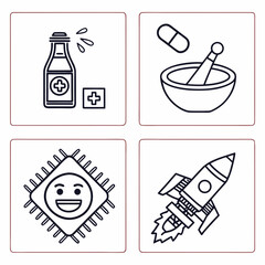 Abstract Cooking and Serving Icon Set with 6 Minimal Elements