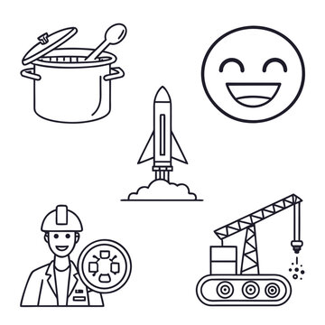 6 Clean Abstract Icons for Professional Cooking and Kitchens