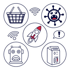 Minimal Abstract Kitchen Fryer Basket Icon Collection