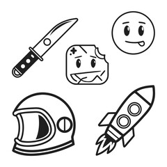 6 Minimalist Abstract Kitchen Knife and Tool Vector Icons