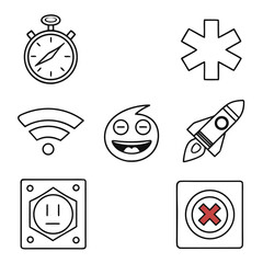 Set of 6 Minimalist Kitchen Timer and Clock Icons
