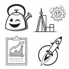 6 Minimalist Tea Kettle and Teapot Abstract Vector Icons