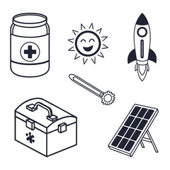 Set of 6 Minimalist Kitchen Spice Jar Storage Icons