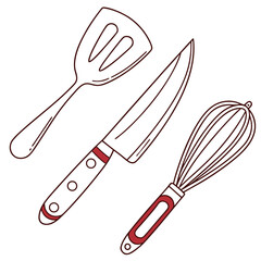 Minimalist Kitchen Tools and Cooking Utensil Illustrations