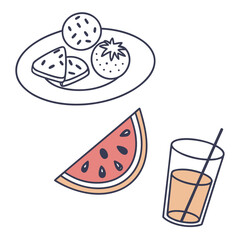 Minimal Fast Food Snacks and Drinks Vector Graphics