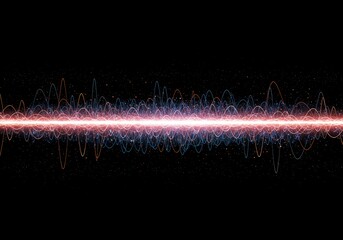 Abstract digital visualization showing complex rhythmic patterns and energy oscillations across a dark field, representing cycles and data flow, signal, digital, flow