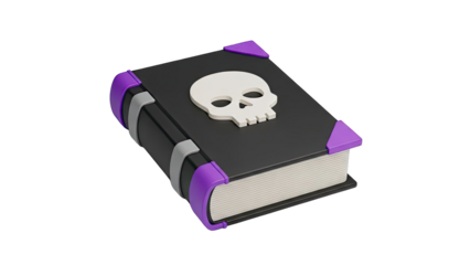 Book with Skull Emblem and Purple Accents