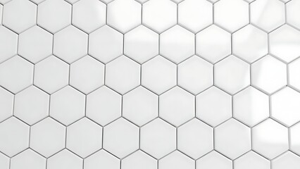 Modern white hexagonal tile pattern creating a clean and geometric background texture