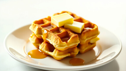 Delicious Waffles with Butter and Syrup, a Perfect Treat for a Breakfast Company Logo and Brand Identity, Ideal for Commercial Use and Branding