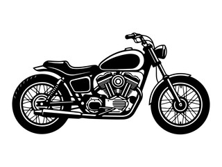 Obraz premium Black and white vector illustration of classic motorcycle, side view