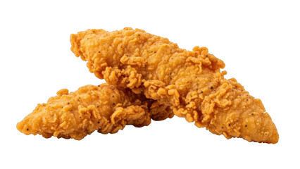 Crispy fried chicken strips isolated on transparent background