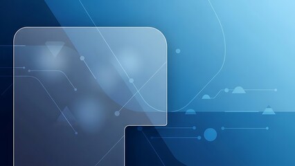 Abstract digital network background with geometric connections and translucent panel