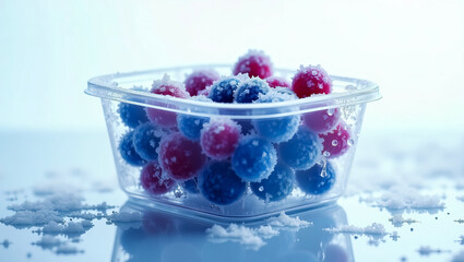 company logo design concepts for vibrant blue and red frosty berries covered in sugar crystals, perfect for a refreshing brand identity