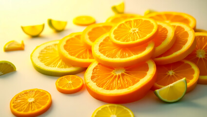 vibrant company logo design featuring fresh orange slices and citrus fruits, embodying natural energy and brand refreshment