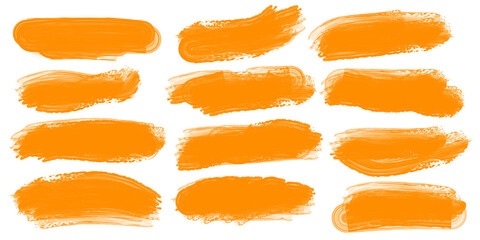 set of speech bubbles orange brushes