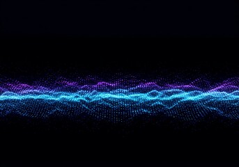 Abstract dark digital background featuring pulsing blue and purple wave patterns simulating quantum energy flow and rhythmic data streams, pulse, modern, blue