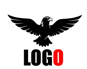 Fototapeta premium A sleek black eagle logo with outstretched wings and bold typography