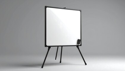 Empty Whiteboard on a Tripod Stand with Eraser.