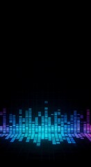 Fototapeta premium Abstract digital sound equalizer pattern showing frequency and oscillation on a dark futuristic background screen for technology concepts, vibrant, music, rhythm