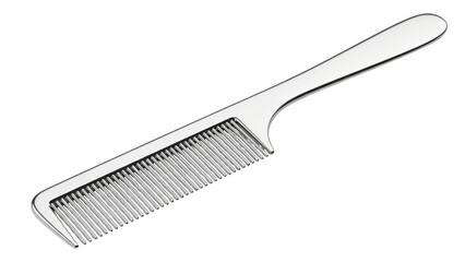 Silver hair comb isolated on transparent background
