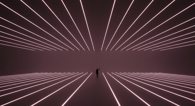 Minimalist conceptual background illustrating endless possibility and future potential through vanishing lines and subtle atmospheric perspective, endless, business, empty