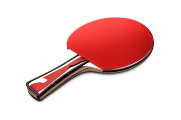 Playing table tennis, this illustration displays a red and brown ping pong paddle, ready for competitive or recreational sport